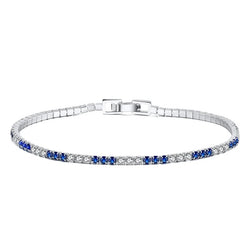 925 Sterling Silver Women’s Blue and White CZ Tennis Bracelet