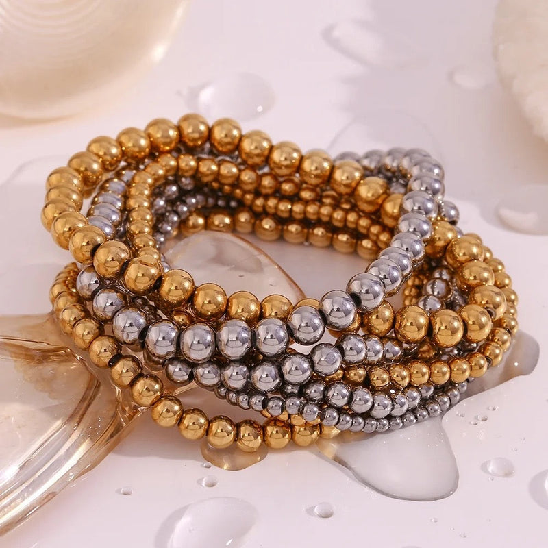 Gold Beaded Ball Stretch Bracelet