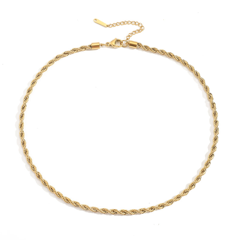 Gold Twisted Rope Chain Necklace