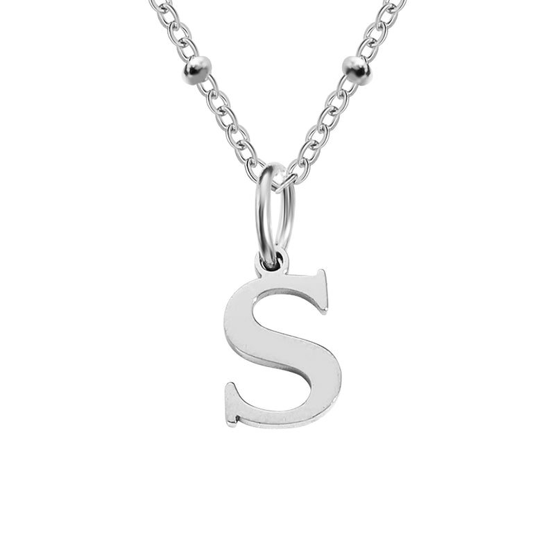 Silver Beaded Initial Personalised Letter Jewellery Necklace