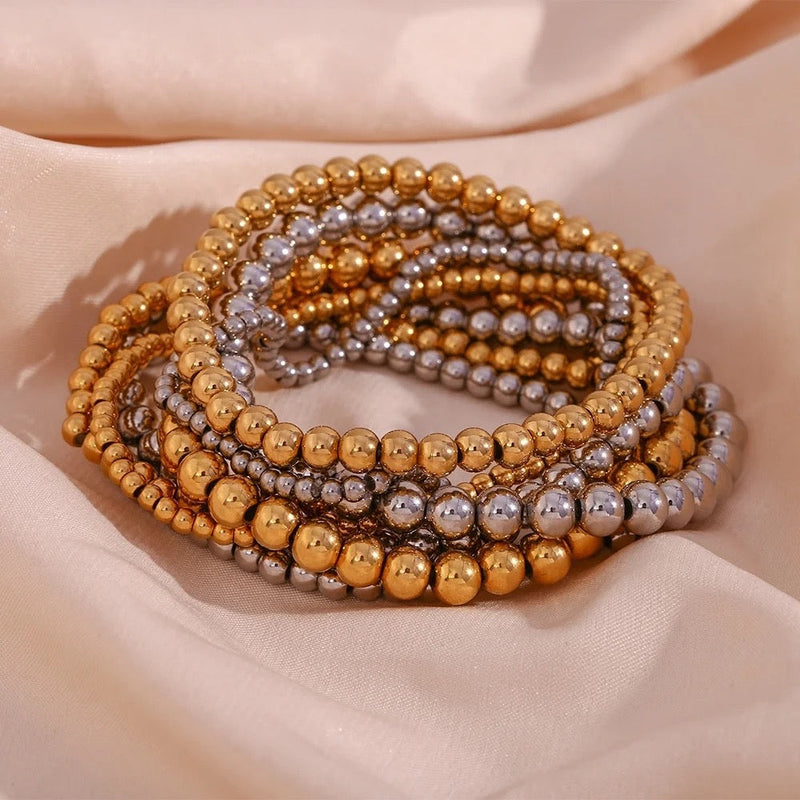 Gold Beaded Ball Stretch Bracelet