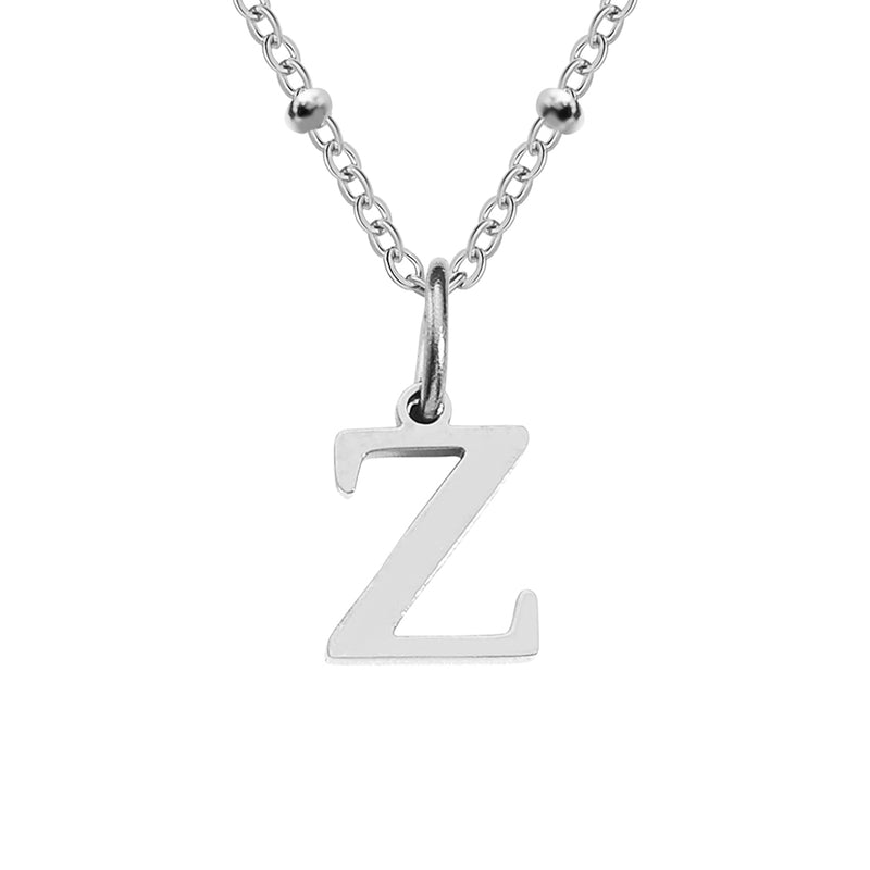 Silver Beaded Initial Personalised Letter Jewellery Necklace