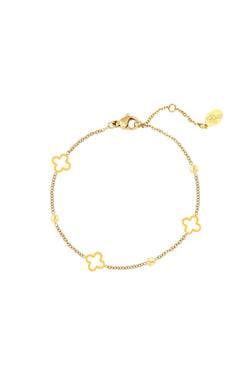 Open Gold Beaded Clover Bracelet