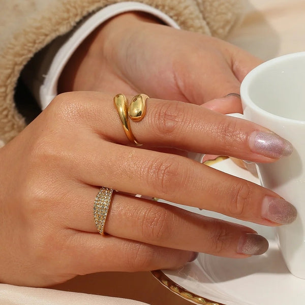 Gold Snake Shape Adjustable Ring