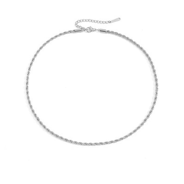 Silver Twisted Rope Chain Necklace