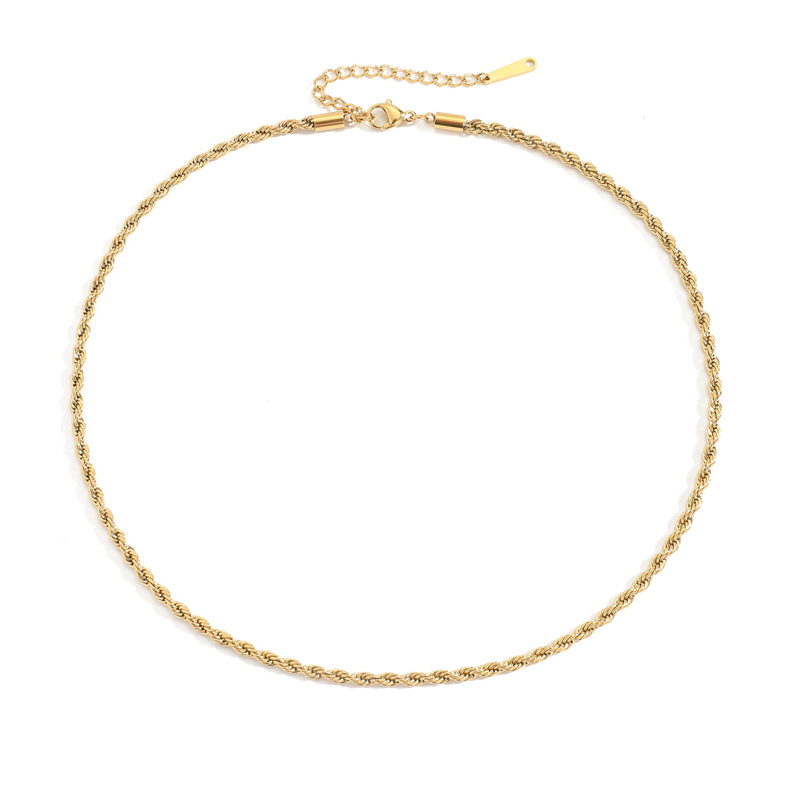 Gold Twisted Rope Chain Necklace