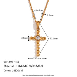 Dainty Zircon Cross Beaded Necklace