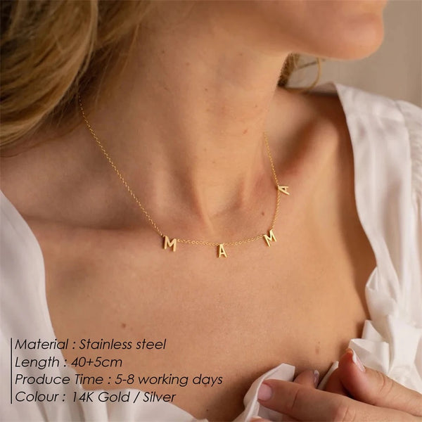 Personalised Custom Letter Choker Necklace Pendant Nameplate Gift
