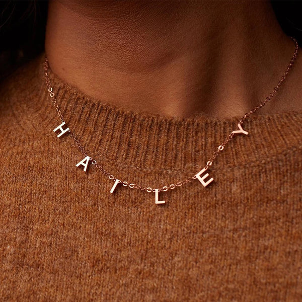 Personalised Custom Letter Choker Necklace Pendant Nameplate Gift