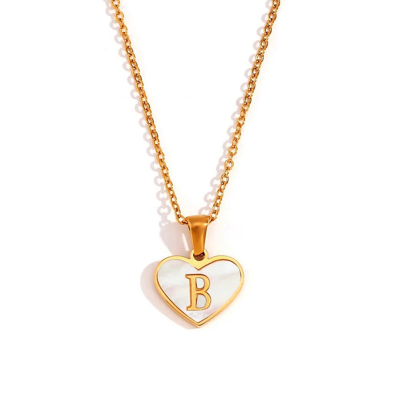 Gold A-Z Olivia Initial Love Heart Letter Necklace