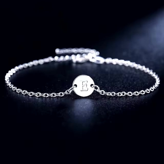 925 Sterling Silver Personalised A-Z Initial Chain Letter Bracelet