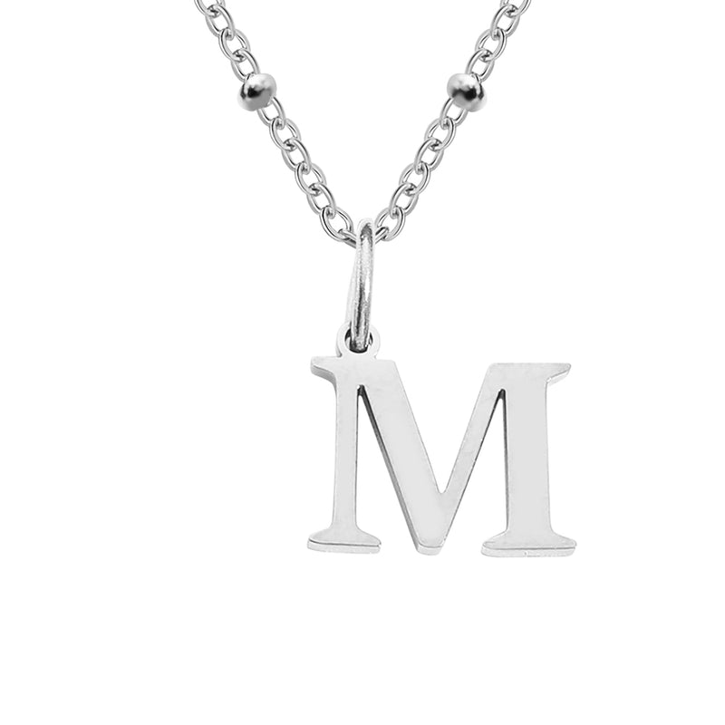 Silver Beaded Initial Personalised Letter Jewellery Necklace