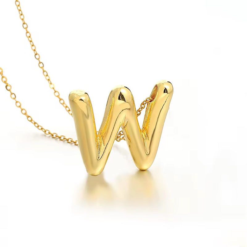 Gold Bubble Initial Letter Beaded Necklace