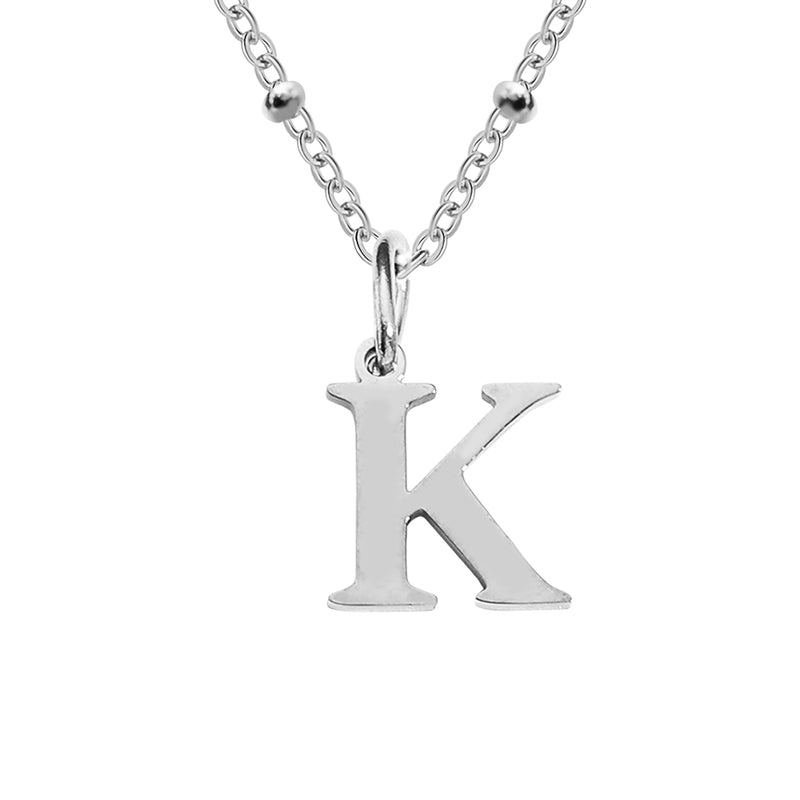 Silver Beaded Initial Personalised Letter Jewellery Necklace