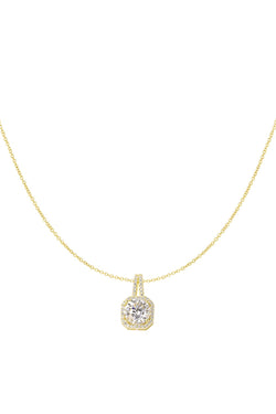 925 Sterling Silver Gold Square Cubic Zirconia Necklace