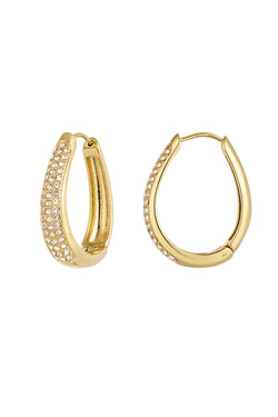 Gold Oval Dazzle Earrings