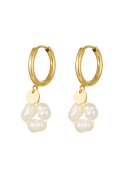 Gold Pearl Round Earrings