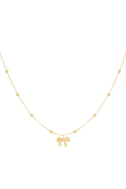 Gold Pretty Bow Necklace