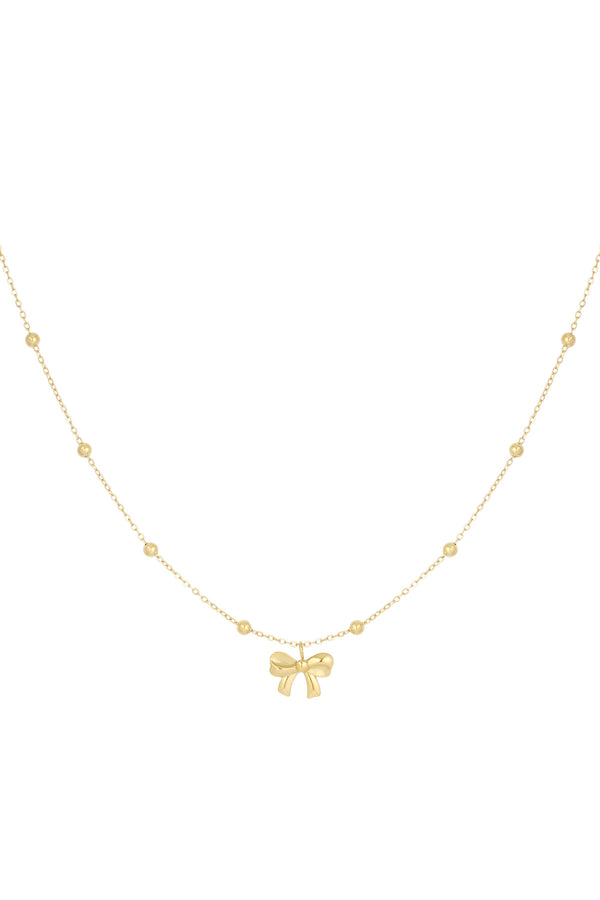 Gold Pretty Bow Necklace