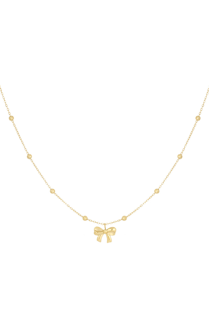 Gold Pretty Bow Necklace