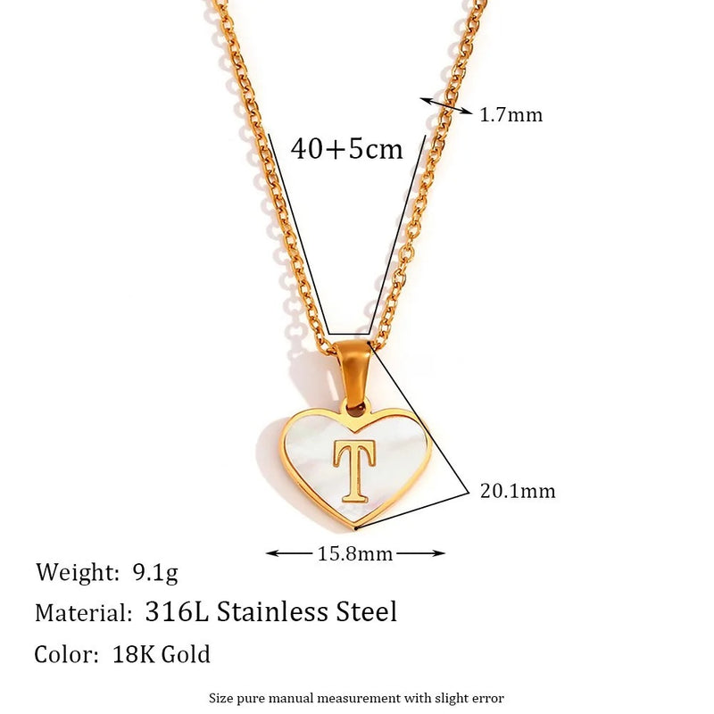 Gold A-Z Olivia Initial Love Heart Letter Necklace