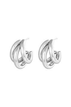 Silver Triple Circle Olympic Earrings