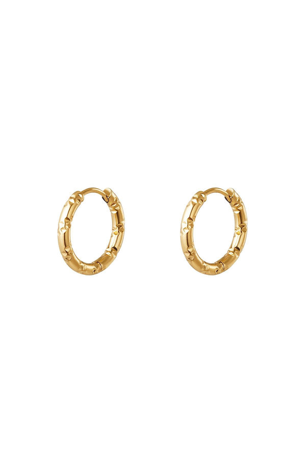 Gold Patterned Hoop Earrings