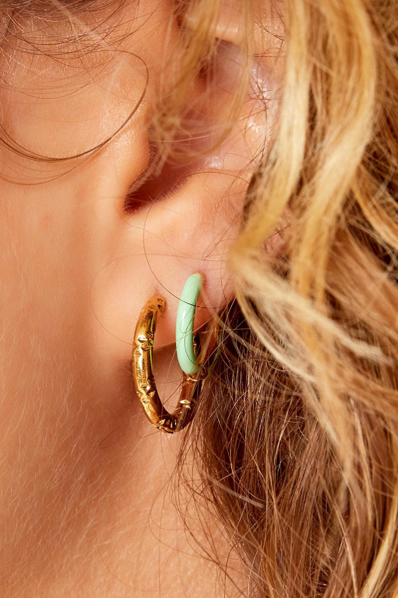 Gold Patterned Hoop Earrings