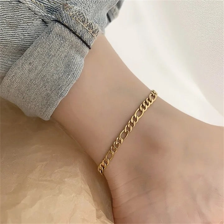 Gold Cuban Franco Chain Link Anklet Bracelet