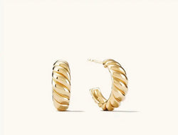 Gold Croissant Twisted Huggie Hoop Earrings