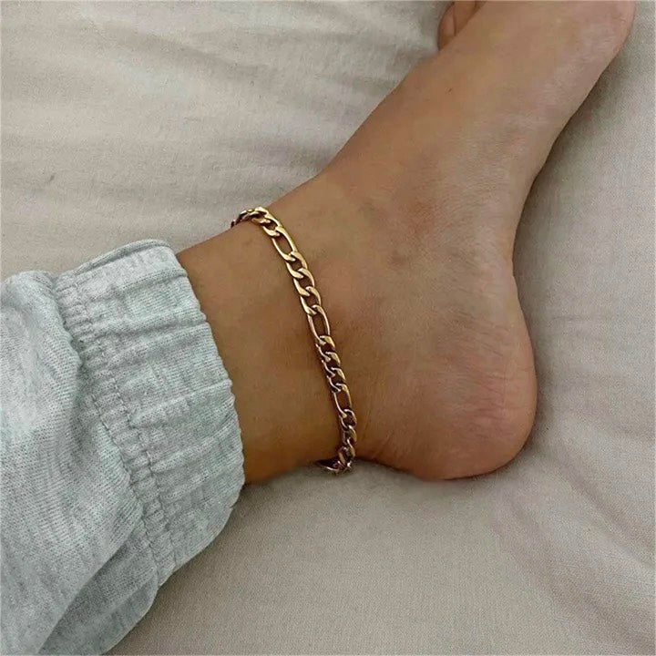 Gold Cuban Franco Chain Link Anklet Bracelet