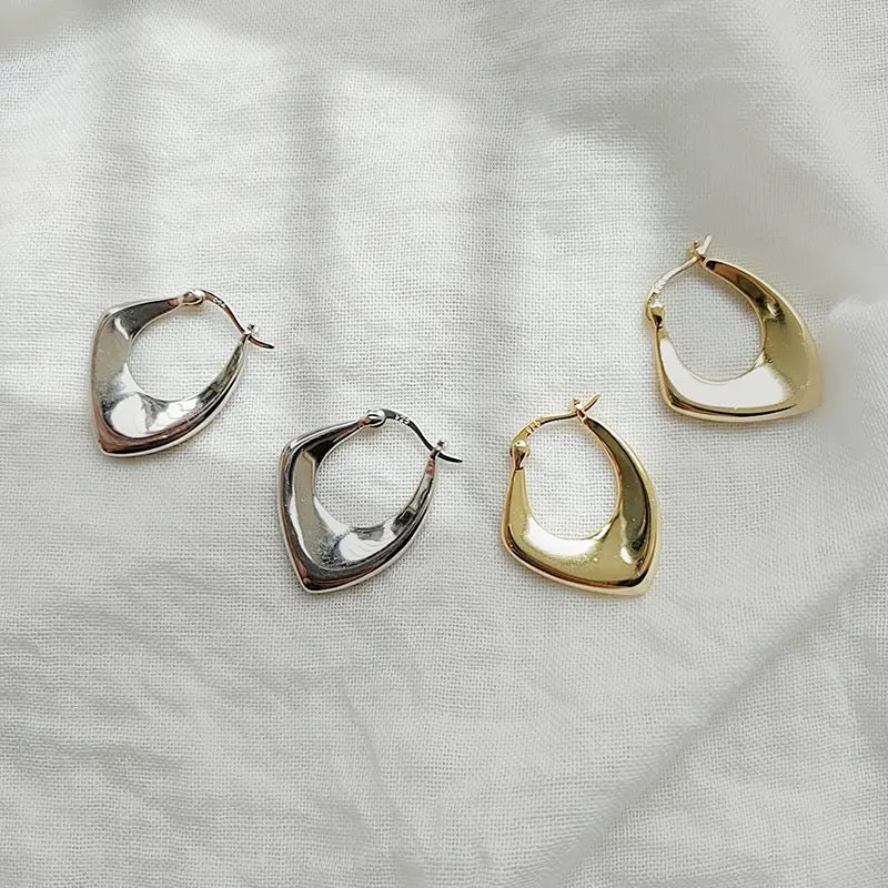 Silver 925 Geometric Hoop Irregular Earrings