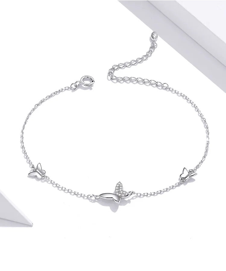 925 Sterling Silver Flying Butterfly Bracelet