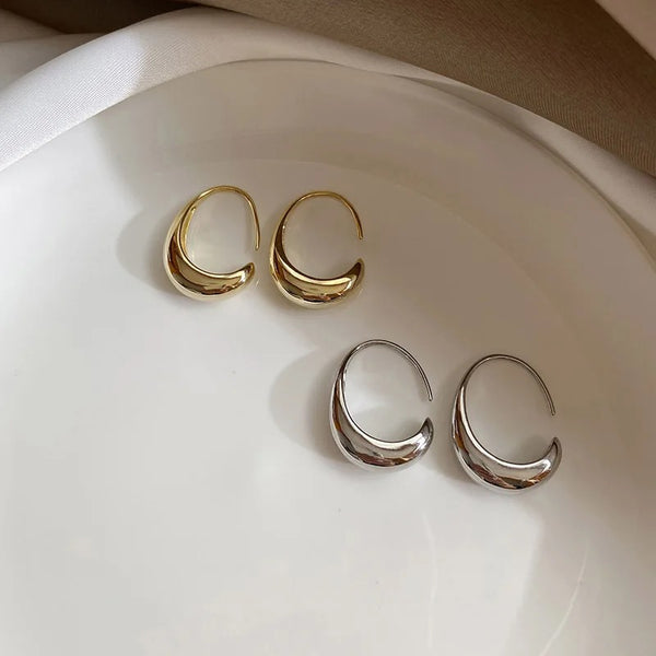 Silver 925 Geometric C-shaped Earrings