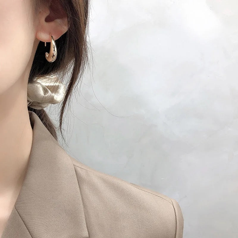 Silver 925 Geometric C-shaped Earrings
