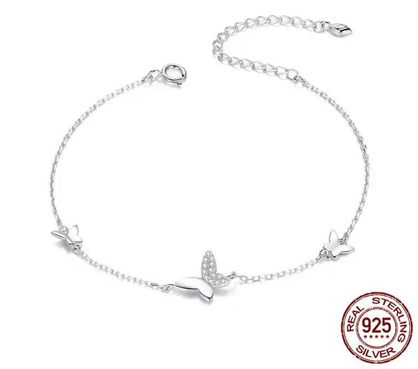 925 Sterling Silver Flying Butterfly Bracelet