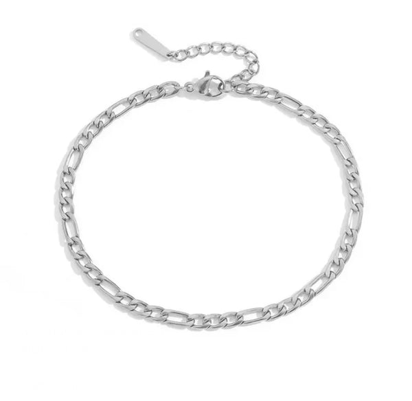 Silver Cuban Franco Chain Link Anklet Bracelet