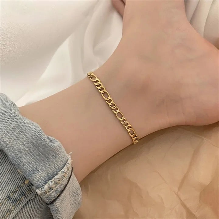 Gold Cuban Franco Chain Link Anklet Bracelet