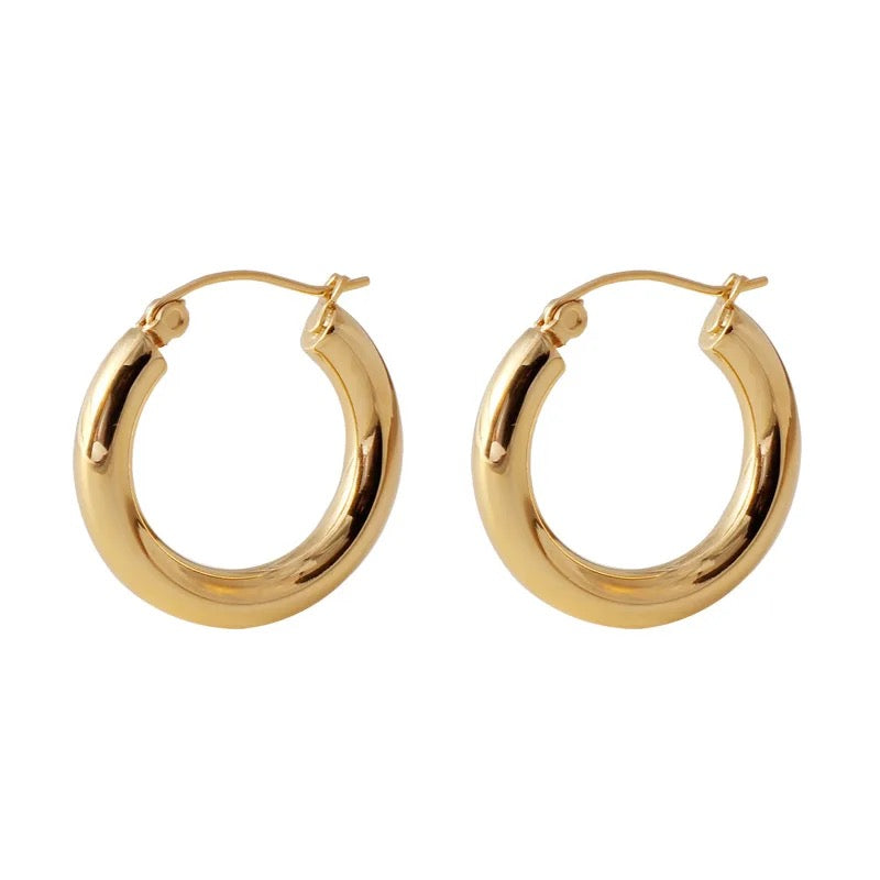 925 Gold Smooth Hoop Earrings
