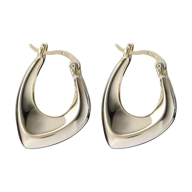 Silver 925 Geometric Hoop Irregular Earrings