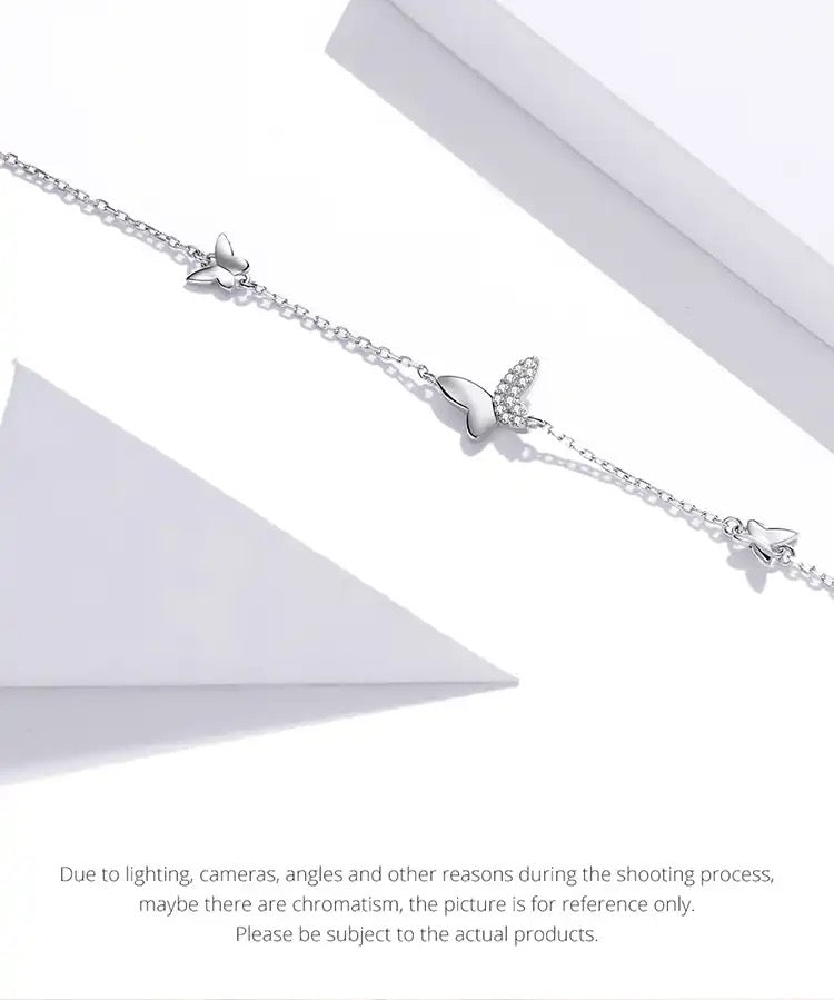 925 Sterling Silver Flying Butterfly Bracelet