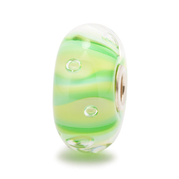 Trollbeads Green Stripe Bubbles Glass Bead TGLBE-10129
