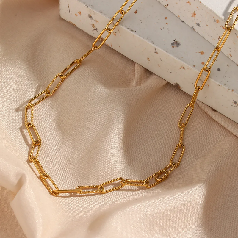 Gold Paperclip Dainty Chain Necklace