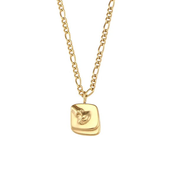 Gold Face Layered Pendant 18k Gold Plated Chain Necklace