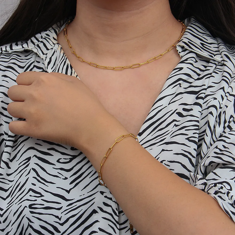 Gold Paperclip Dainty Chain Bracelet