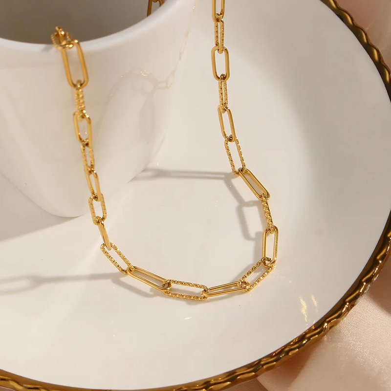 Gold Paperclip Dainty Chain Necklace