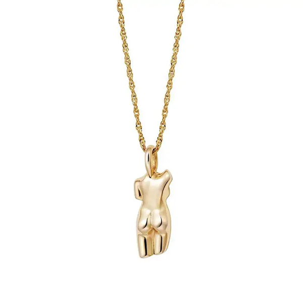 Gold Abstract Body Pendant 18k Gold Plated Chain Necklace