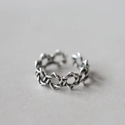 925 Sterling Silver Adjustable Twisted Star Ring