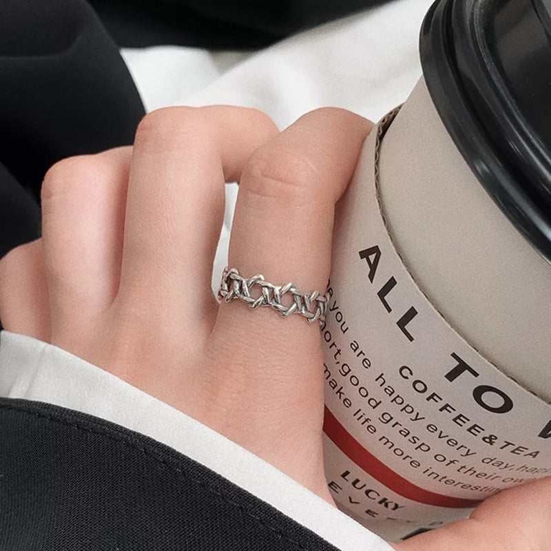 925 Sterling Silver Adjustable Twisted Star Ring