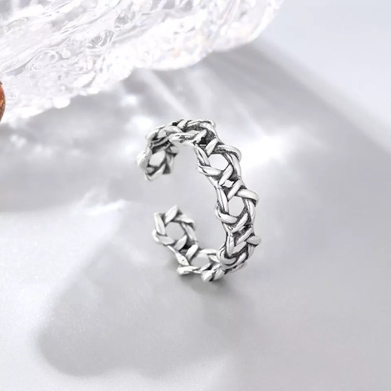 925 Sterling Silver Adjustable Twisted Star Ring